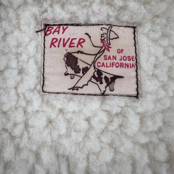 VTG Bay River Shirt Mens Small Red Black Sherpa Lined Plaid Flannel Snap 60s - Picture 4 of 7